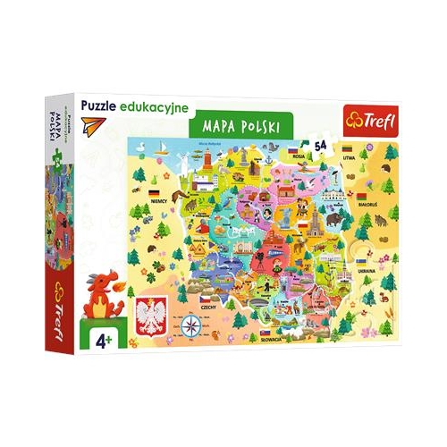 Puzzle TREFL 54 Edukacyjna Mapa Polski 15556-22792