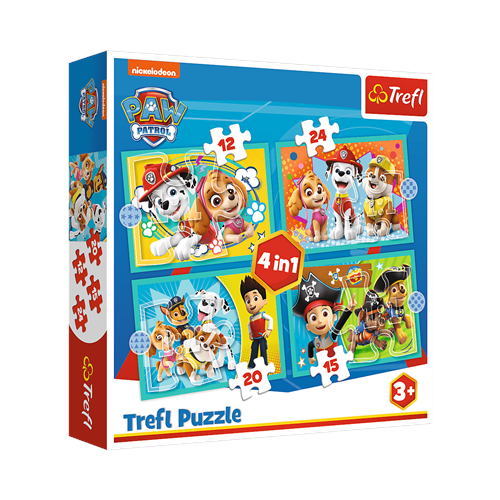 Puzzle TREFL 4w1 Wesoła ekipa Psiego Patrolu