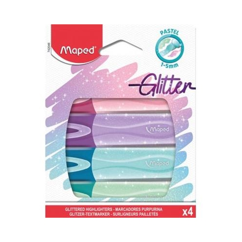 Zakreślacze broaktowe Maped Glitter pastel 4kolory-35012