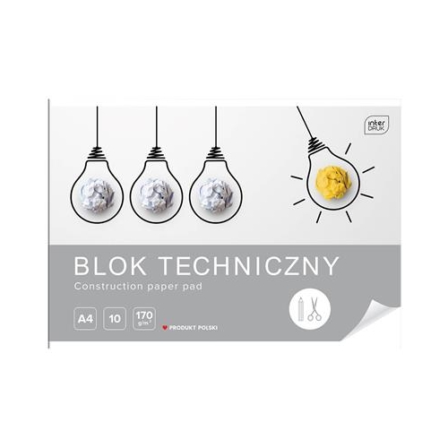 Blok techniczny Interdruk A4 10k 170g Biały-35229