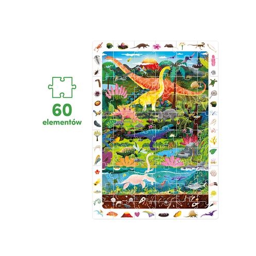 Obserwacyjne puzzle CzuCzu Dinozaury 4+ 60el-36040