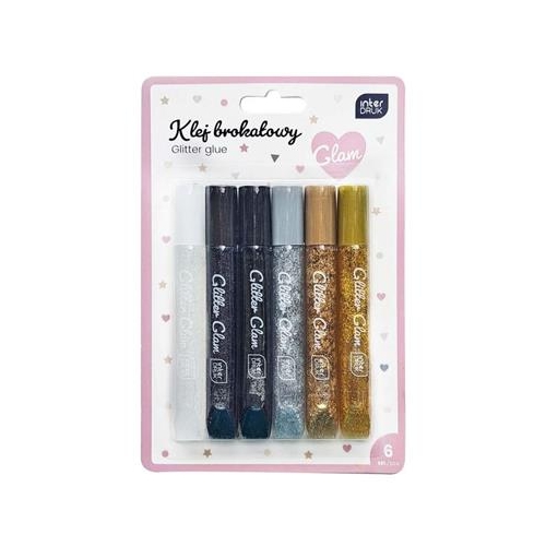 Klej brokatowy do dekoracji 6x10,5ml Glam