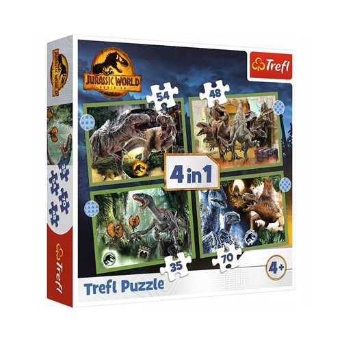 Puzzle TREFL 4w1 Groźne dinozaury