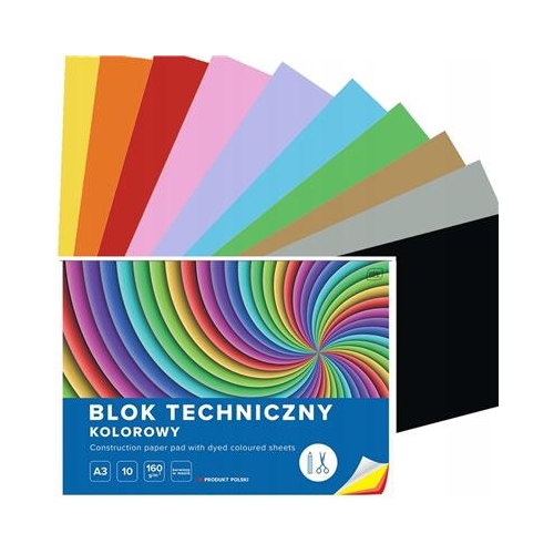 Blok techniczny Interdruk A3 10k 160g Kolorowy